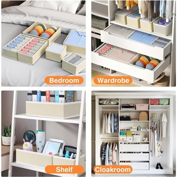 Drawer Organizer Set 15 Pack Foldable Closet Dresser Storage Bins for Clothes So - Picture 5 of 7